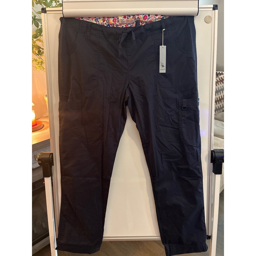 Koi Stretch Lindsey Cargo Scrub Pants Navy Blue Womens XL NWT‎
